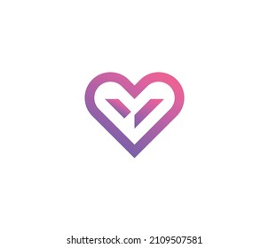 V letter logo symbol Beautiful Vector Love Heart Logo Design