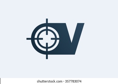 V Letter Logo, Target Cross Logo Design.