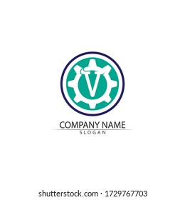 V Letter Logo Template vector icon illustration