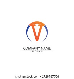 V Letter Logo Template vector icon illustration
