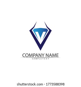 Ilustración de icono de la plantilla de logotipo de carta V