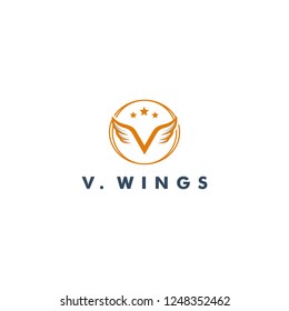 V Letter logo template, wing icon symbol design vector illustration