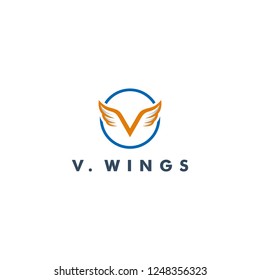 V Letter logo template, wing icon symbol design vector illustration