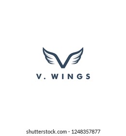 V Letter logo template, wing icon symbol design vector illustration