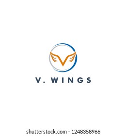 V Letter logo template, wing icon symbol design vector illustration