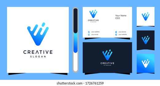 V letter logo vector abstract and business card