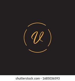 V letter logo vector design on black color background.V letter logo creative design.V