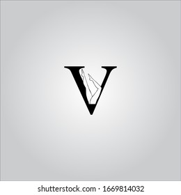 V letter logo with white background.The black women letter icon.The letter design.