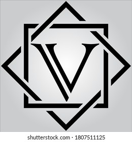 Logo de la letra V con fondo blanco.Icono de la letra negra.Este es el logo de la compañía.