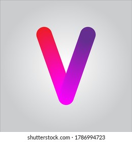 V letter logo with white gradient background.Nice colorful letter icon.