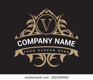 Logotipo de letra V, logotipo de monograma de lujo V, joyería, regalía