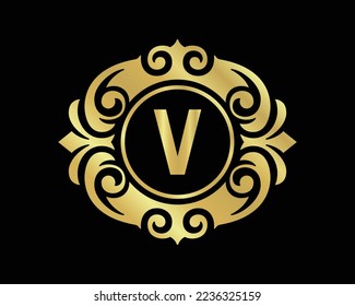 V letter luxury logo creative design vector template.