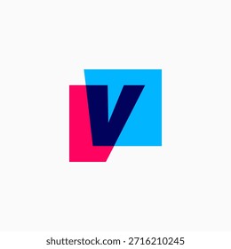 Ilustración de icono de Vector de logotipo cuadrado de marca de letra V
