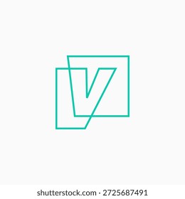 Ilustración de icono de Vector de logotipo cuadrado de marca de letra V