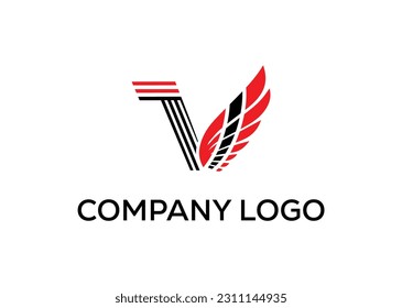v letter Modern abstract Creative 
 digital wings logo. vector illustration logo. modern style Awesome logo in shape a template Mode flat.