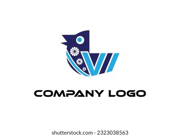V letter Modern abstract Creative digital animal logo. vector illustration logo. modern style Awesome logo in shape a template Mode flat.
