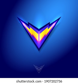 V Letter. V Monogram Consist Of Two Flash Lightning Bolts. Voltage, Volt Icon. Double Lightning Logo. Web, Game Icon.