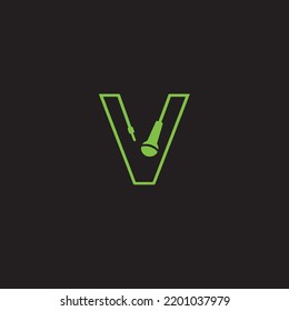 v letter music microphone sound