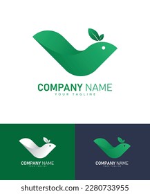 V Letter Nature Logo- V Letter with Bird Logo Template