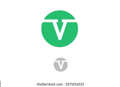 V letter on circle isolated on white background.