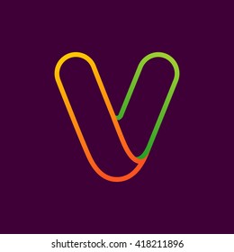 V letter one line neon colorful logo. Font style, vector design template elements for your application or corporate identity.
