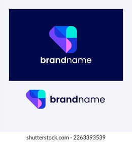 V Letter Overlapping Shape Logo Design
