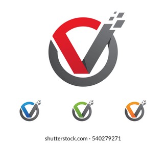 V Letter Pixel art design Logo Template