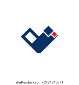V Letter pixel logo design modern template