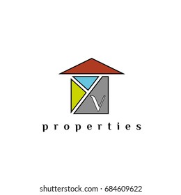V letter properties vector logo design