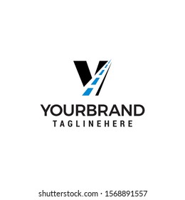 V letter road way logo creative design template