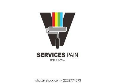 V Carta de servicios de pintura Vector plantilla de logotipo.