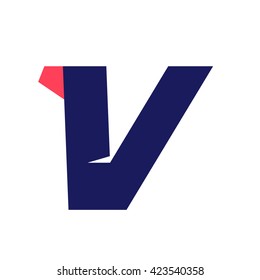 V letter run logo design template. Vector sport style typeface for sportswear, sports club, app icon, corporate identity, labels or posters.