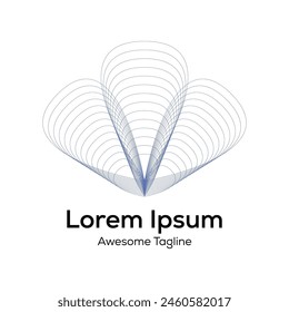 V letter shape flower type logo design icon