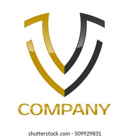 V letter shield logo
