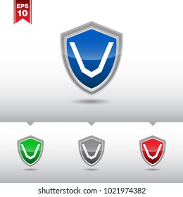 V Letter Shield Letter Logo Icon Template for web and business card, Simple and Clean