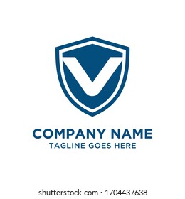 Plantilla de diseño de vectores con logotipo Escudo de carta V