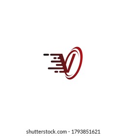 V Letter Speed circle Logo, Concept Letter V + Icon Speed + circle