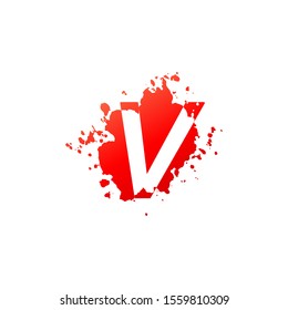 V Letter Splatter logo.  Abstract Design concept blood splash  with hidden letter V logo icon for initial, company identity and more brands.