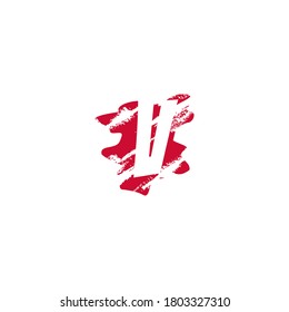 V Letter Splatter Negative Space logo Icon. Hidden space letter on ink splash shape design.