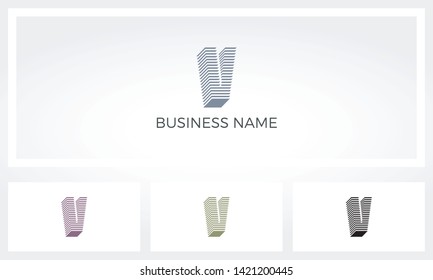 V Letter Stack Layer Logo