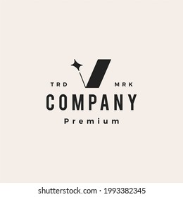 v letter star hipster vintage logo vector icon illustration
