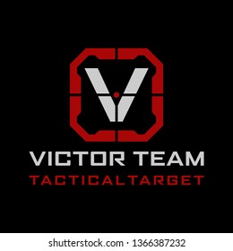 V Letter Tactical Target Logo Design