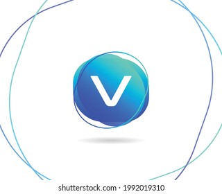 V Letter Tech Logo Design with Modern Gradient Color Vector Template