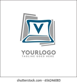 V Letter tech Technology Logo Template