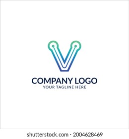V Letter Technology Logo, V Letter Icon Design Template