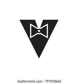 V letter with tie logo design vector