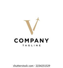 V Letter Travel Plane Vector logo icon vector Template.eps