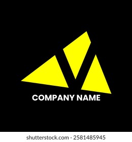 V letter triangle logo design vector