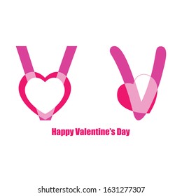 v letter vector happy valentine's day logo