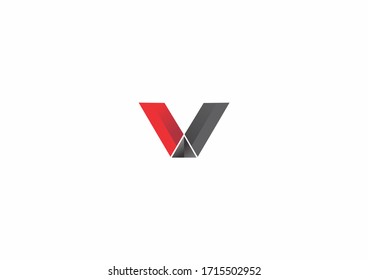 V Concepto de diseño de logotipo vectorial de carta